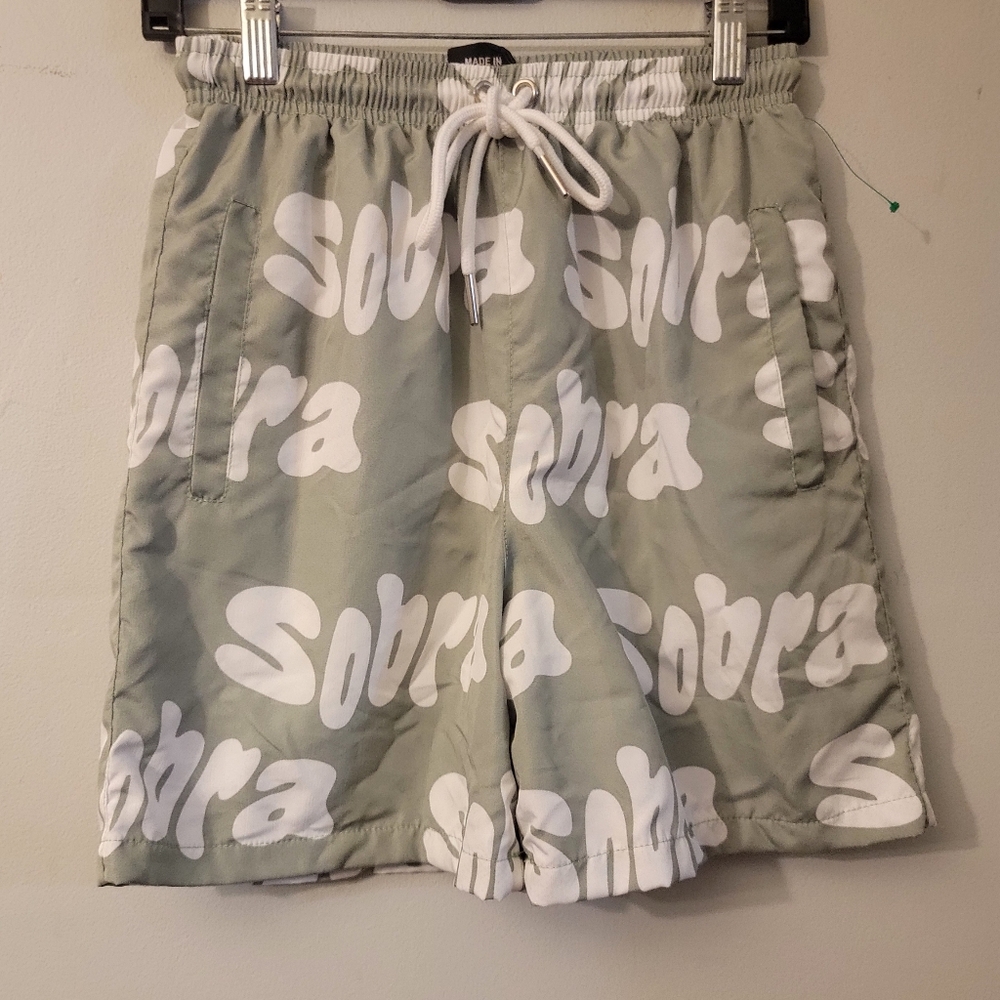 Sobral Men's Athletic Shorts in Olive and White